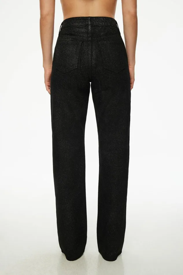 Women Dynamite Jeans and Denim Heidi Glitter Wide Leg Jeans Black
