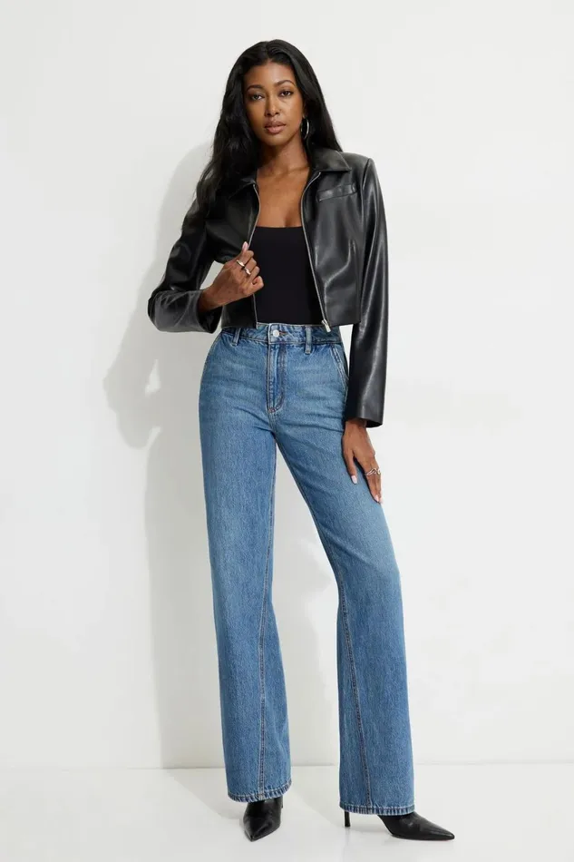 Women Dynamite Jeans and Denim Heidi Wide Leg Twisted Seam Jeans Black