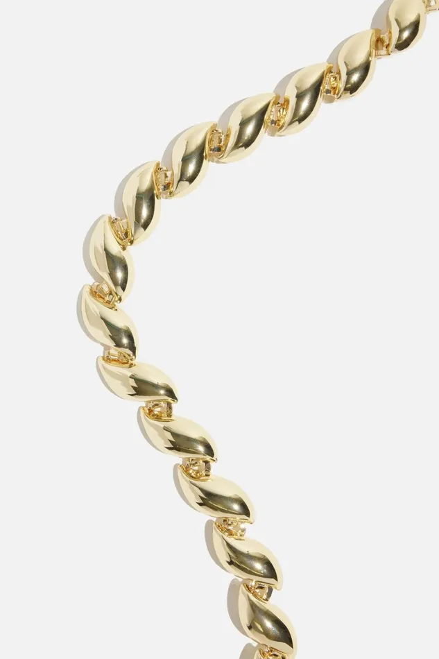 Women Dynamite Necklaces Wave Link Necklace YELLOW