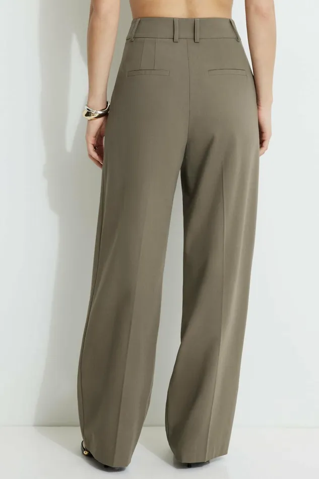 Women Dynamite Pants Sofia Pleated Straight Leg Pants Brown