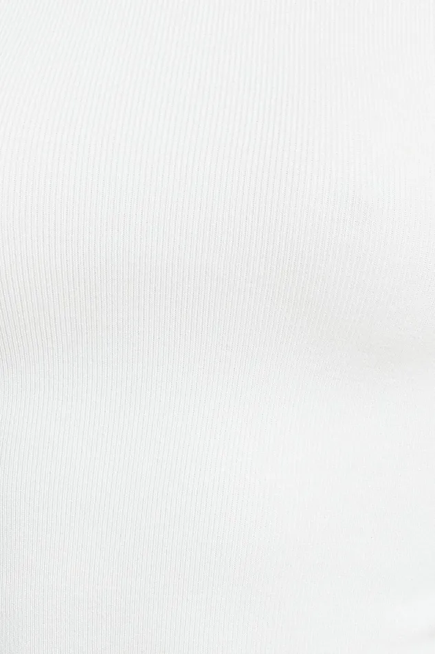 Women Dynamite Tops Button Cuff Turtleneck Sweater White
