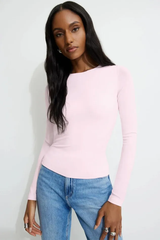Women Dynamite Tops Kyla Jersey Long Sleeve TShirt Pink