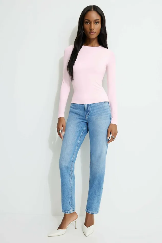Women Dynamite Tops Kyla Jersey Long Sleeve TShirt Pink