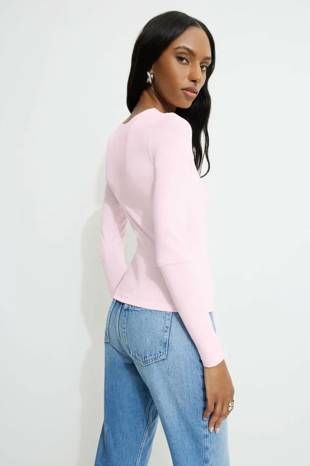 Women Dynamite Tops Kyla Jersey Long Sleeve TShirt Pink