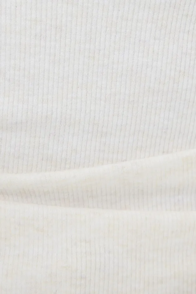 Women Dynamite Tops Olive Ribbed Crewneck TShirt White