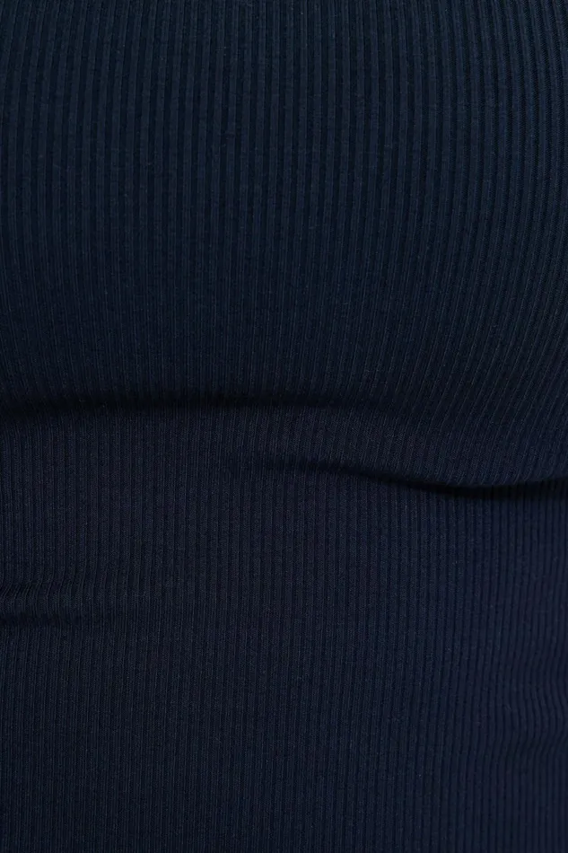 Women Dynamite Tops Ribbed Contrast Tank Top Blue