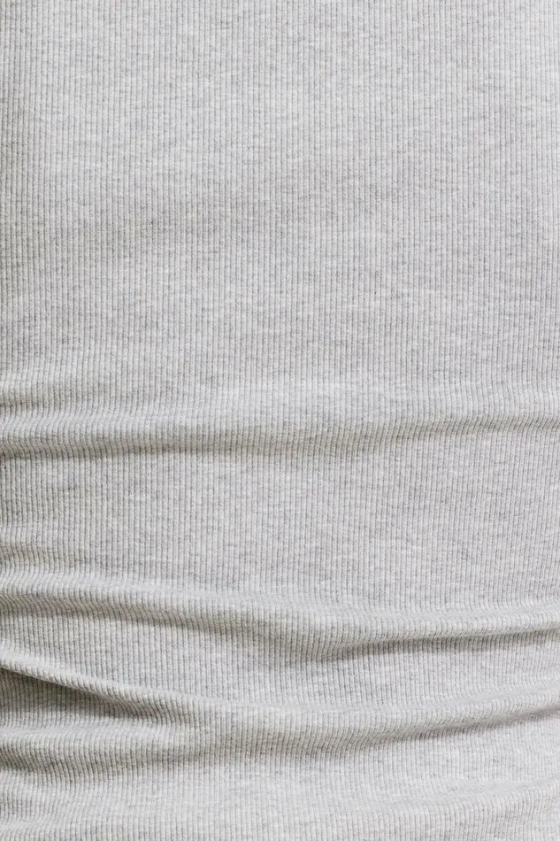 Women Dynamite Tops Ribbed Crewneck Waist T Shirt Gray