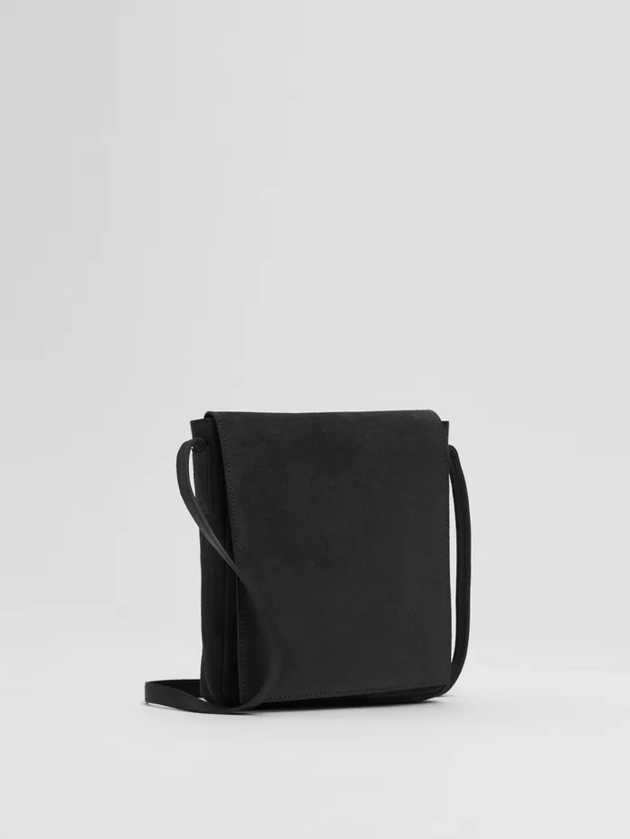 Women Eileen Fisher Accessories Italian Suede Square Crossbody Bag Black