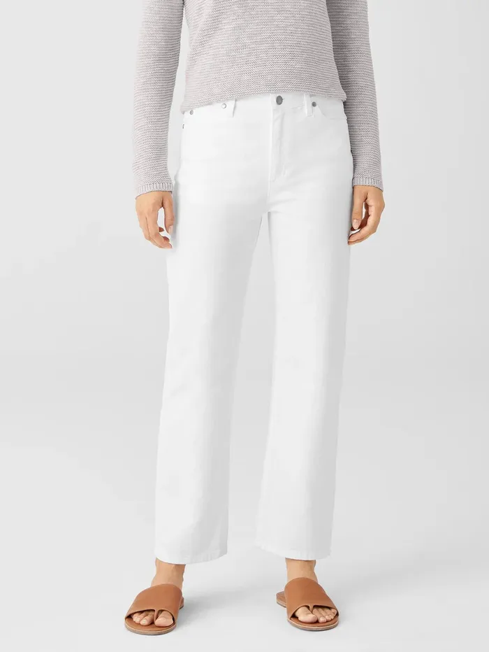 Women Eileen Fisher Denim Organic Cotton Denim Straight Ankle Jean White