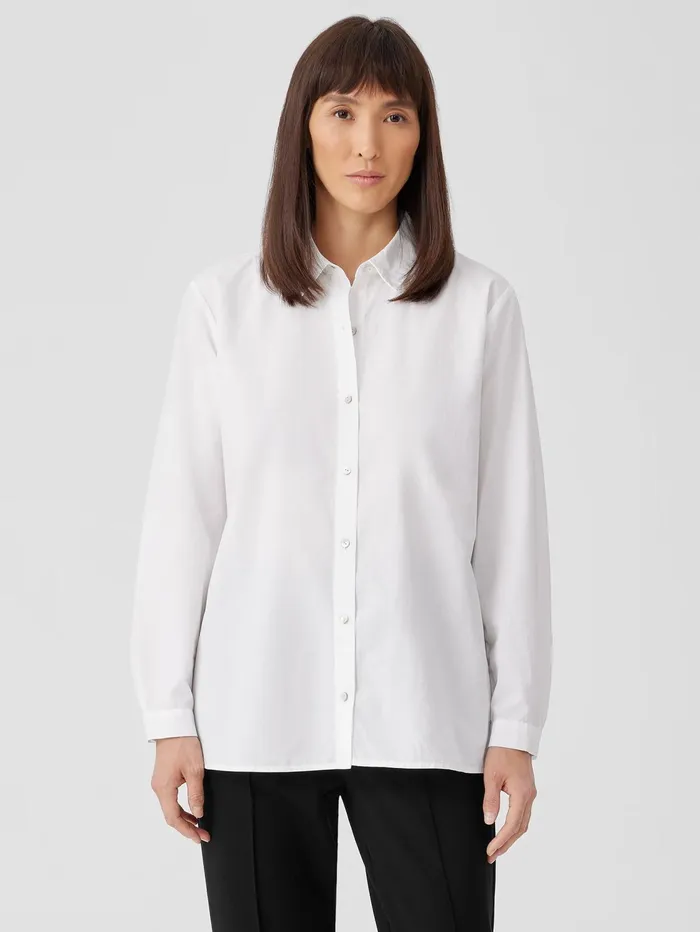 Women Eileen Fisher Dresses and Skirts Washed Organic Cotton Poplin Classic Collar Long Shirt White Women Eileen Fisher Dresses and Skirts Washed Organic Cotton Poplin Classic Collar Long Shirt White