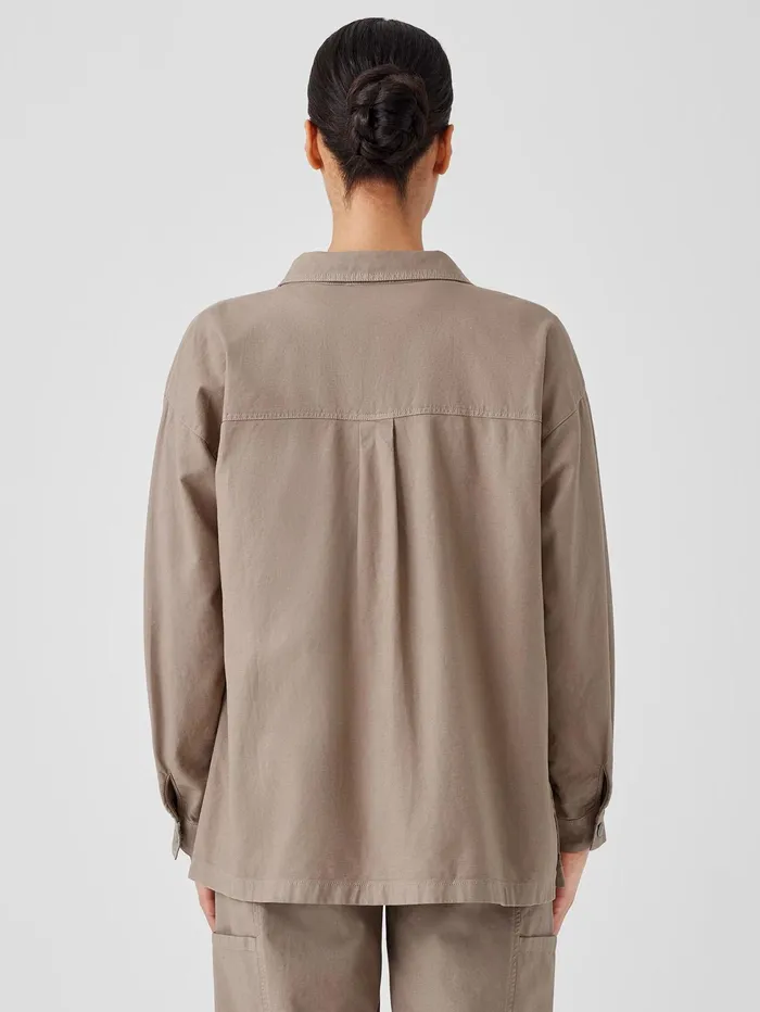 Women Eileen Fisher Jackets Coats and Vests Cotton Hemp Stretch Shirt Jacket Briar
