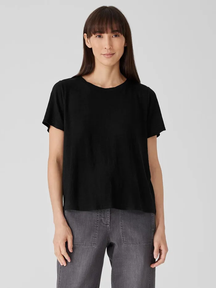Women Eileen Fisher Pants Shorts and Jumpsuits Organic Linen Jersey Crew Neck Tee Black Women Eileen Fisher Pants Shorts and Jumpsuits Organic Linen Jersey Crew Neck Tee Black