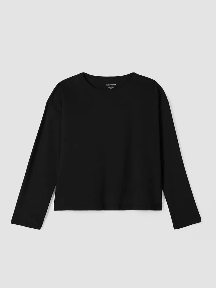 Women Eileen Fisher Sleepwear Organic Cotton Interlock Sleep BoxTop Black