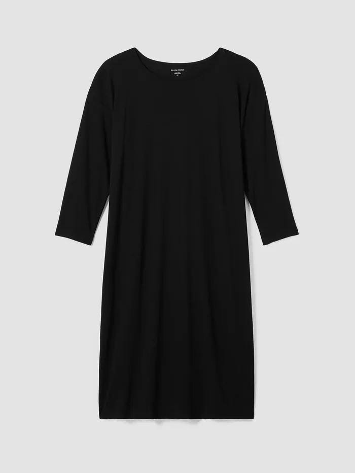 Women Eileen Fisher Sleepwear Organic Cotton Interlock Sleep Dress Black