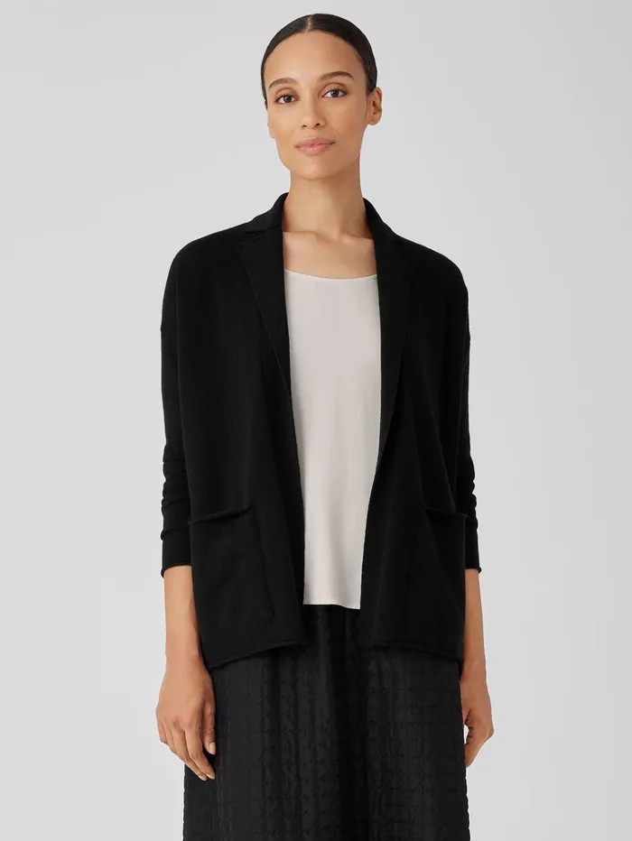 Women Eileen Fisher Sweaters and Cardigans Italian Cashmere Notch Collar Cardigan Black Women Eileen Fisher Sweaters and Cardigans Italian Cashmere Notch Collar Cardigan Black