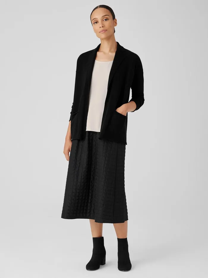 Women Eileen Fisher Sweaters and Cardigans Italian Cashmere Notch Collar Cardigan Black