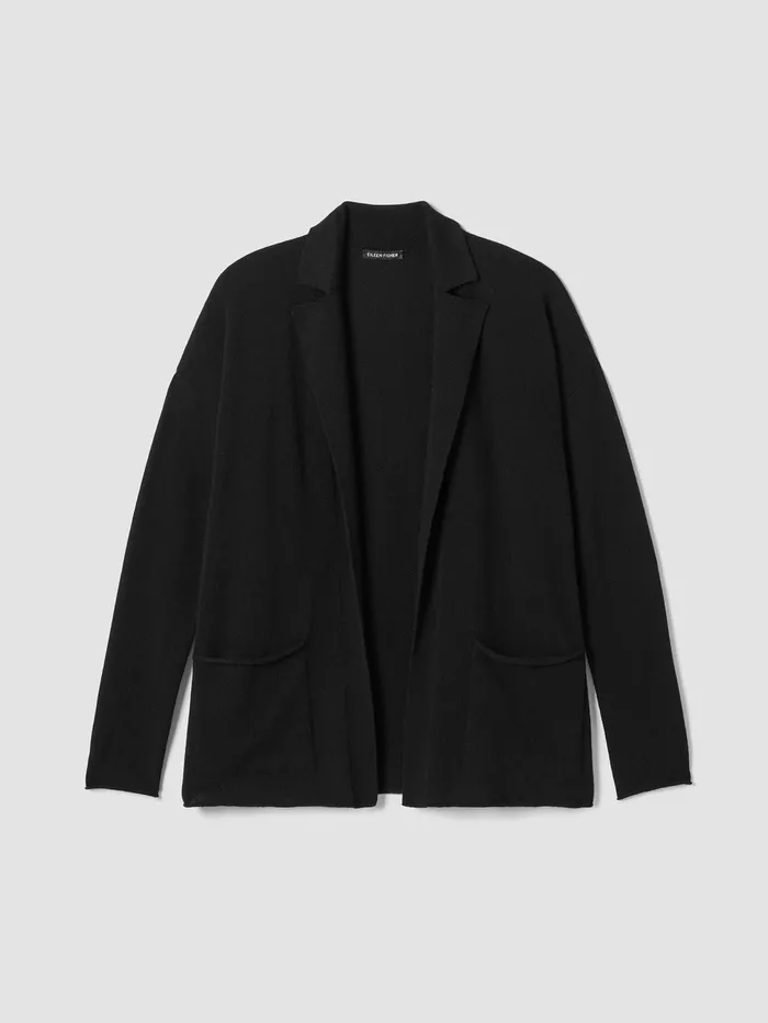Women Eileen Fisher Sweaters and Cardigans Italian Cashmere Notch Collar Cardigan Black