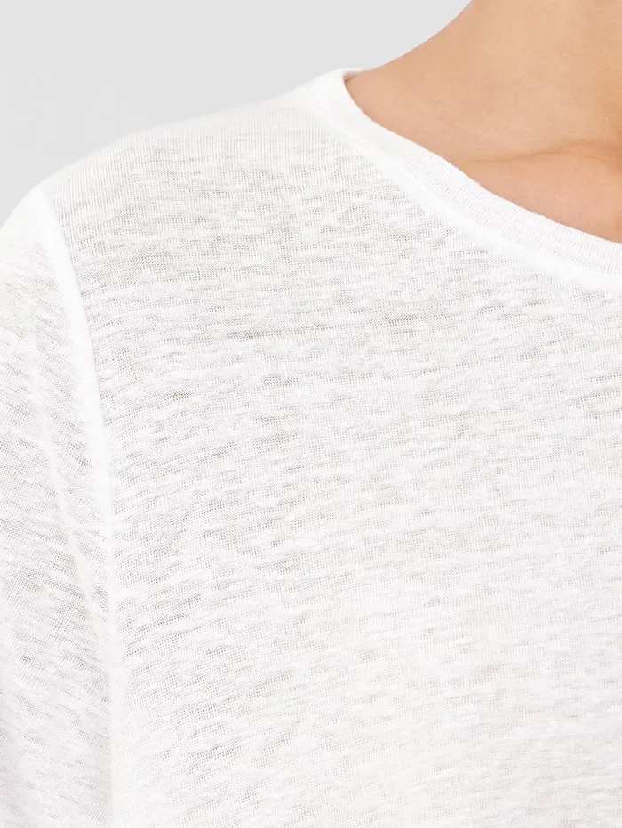 Women Eileen Fisher Tops and Tees Organic Linen Jersey Crew Neck Tee White