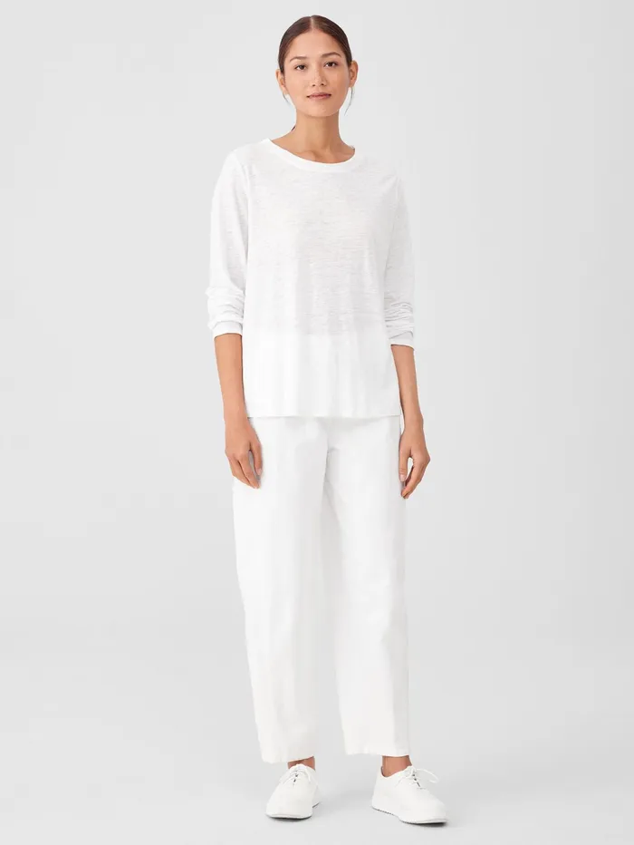 Women Eileen Fisher Tops and Tees Organic Linen Jersey Crew Neck Top White