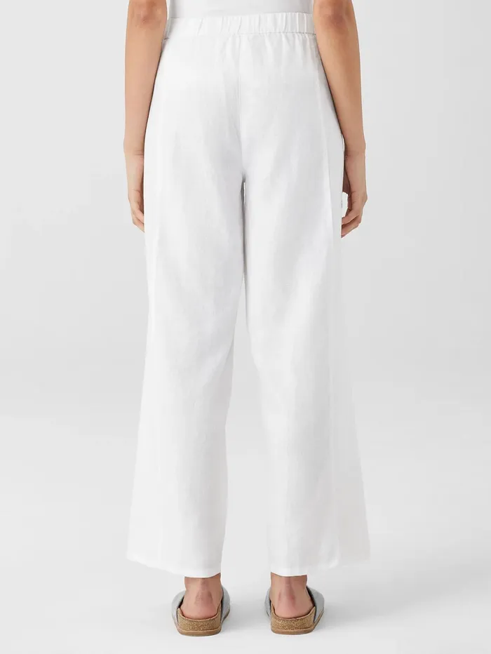 Women Eileen Fisher Tops and Tees Organic Linen Wide Trouser Pant Black