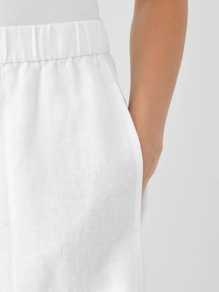 Women Eileen Fisher Tops and Tees Organic Linen Wide Trouser Pant Black