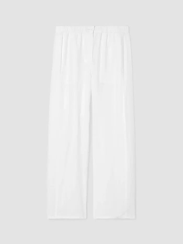 Women Eileen Fisher Tops and Tees Organic Linen Wide Trouser Pant Black