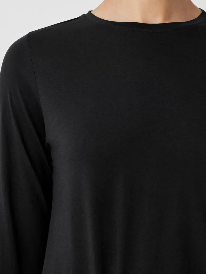 Women Eileen Fisher Tops and Tees Organic Pima Cotton Jersey LongSleeve Tee Black