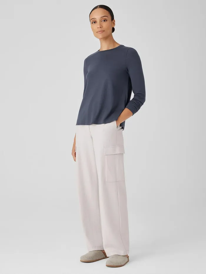 Women Eileen Fisher Tops and Tees Stretch Jersey Knit Crew Neck Top Ocean