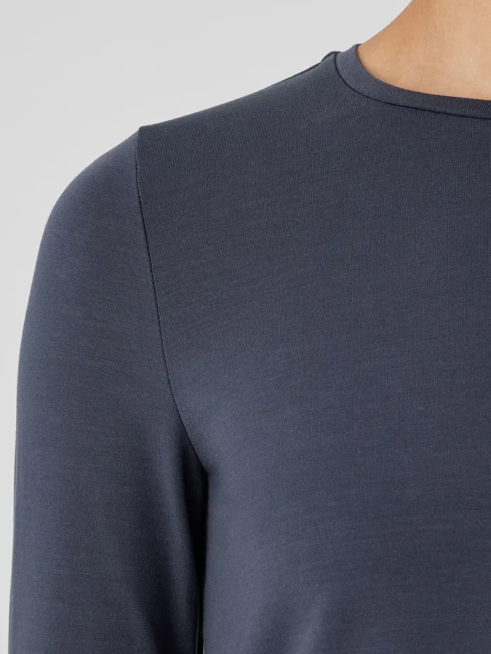 Women Eileen Fisher Tops and Tees Stretch Jersey Knit Crew Neck Top Ocean