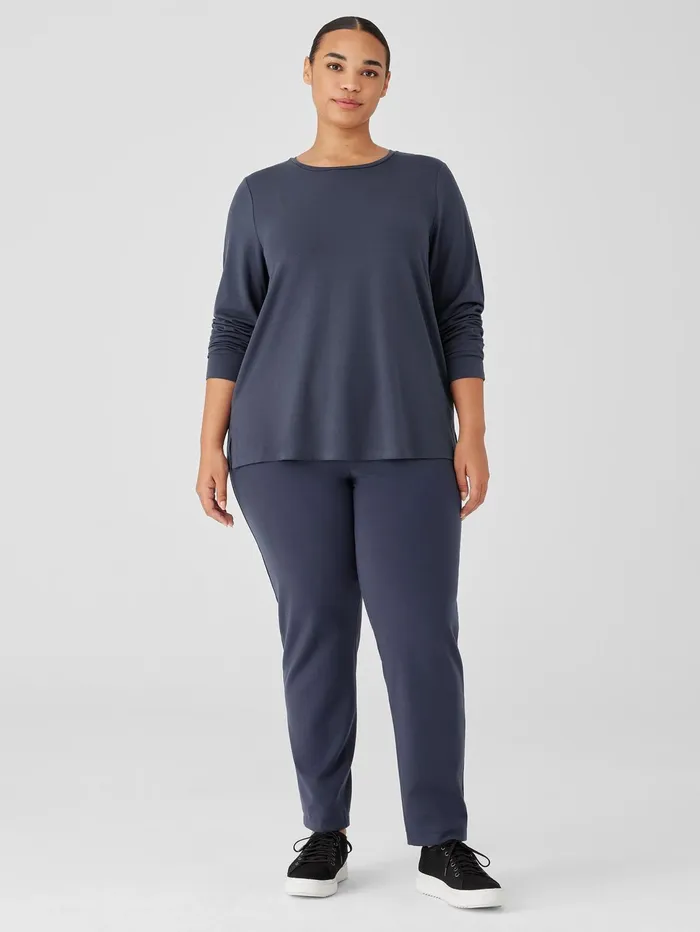 Women Eileen Fisher Tops and Tees Stretch Jersey Knit Crew Neck Top Ocean