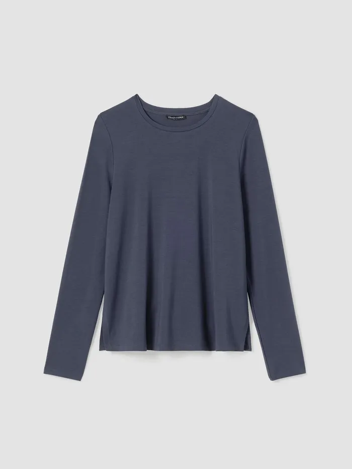 Women Eileen Fisher Tops and Tees Stretch Jersey Knit Crew Neck Top Ocean