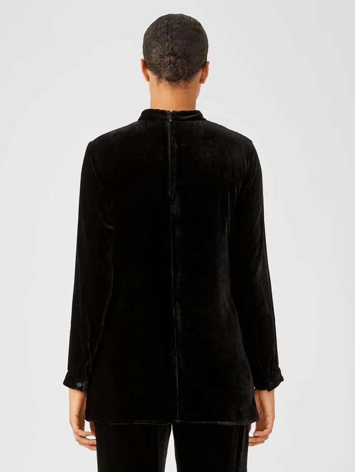 Women Eileen Fisher Tops and Tees Velvet Mock Neck Top Black