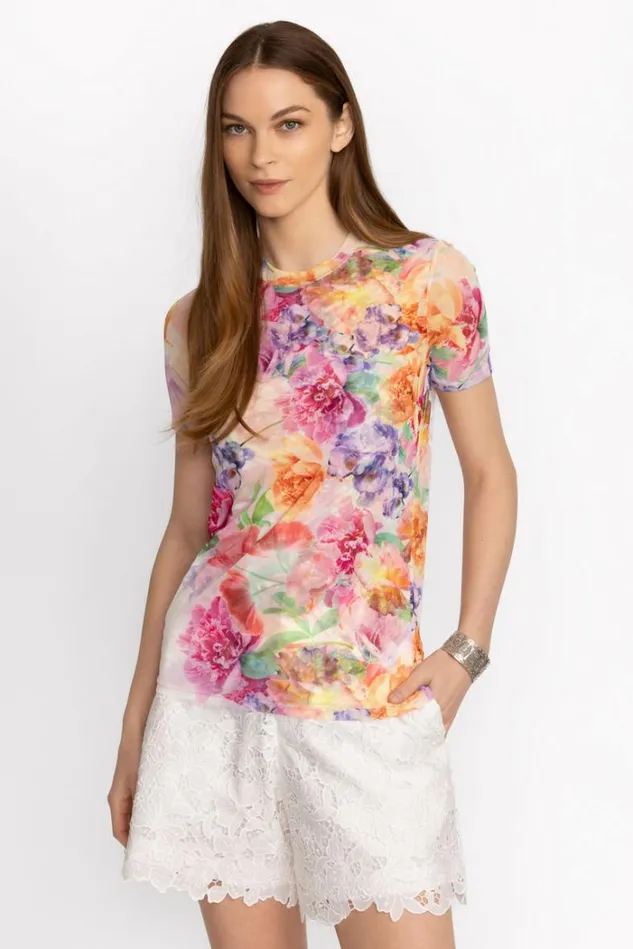 Women ELEANOR MESH SHORT SLEEVE TEE 8211 FIONNA Fiona Johnny Was Tops Women ELEANOR MESH SHORT SLEEVE TEE 8211 FIONNA Fiona Johnny Was Tops