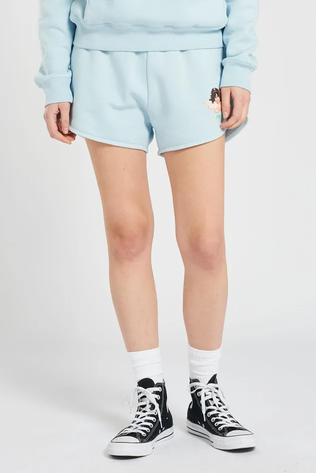 Women Fiorucci Angels Angels Patch Shorts Pale Blue