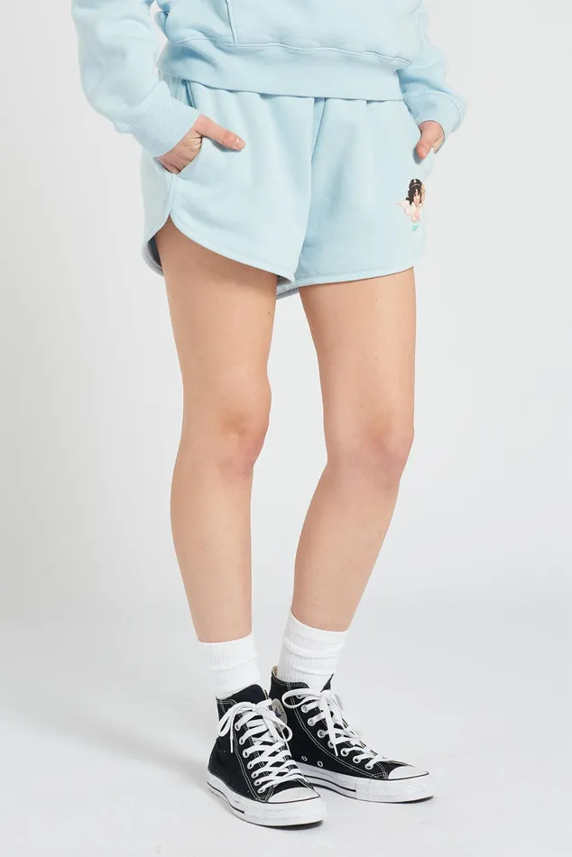 Women Fiorucci Angels Angels Patch Shorts Pale Blue Women Fiorucci Angels Angels Patch Shorts Pale Blue
