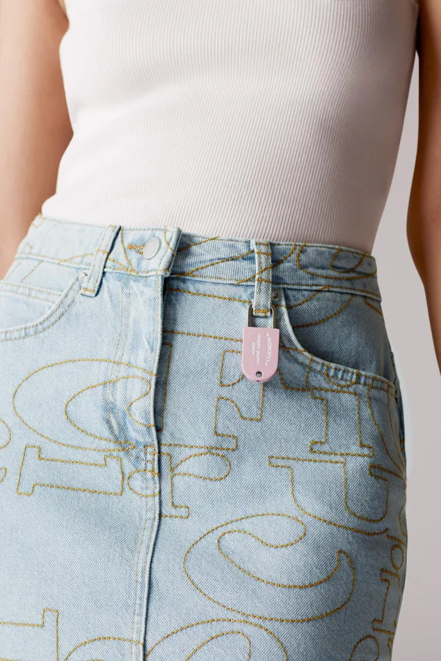 Women Fiorucci Jeans and Denim Embroidered Logo Denim Mini Skirt Light Vintage Women Fiorucci Jeans and Denim Embroidered Logo Denim Mini Skirt Light Vintage