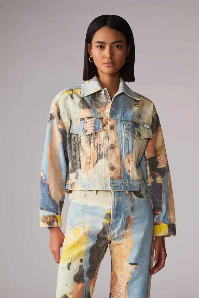 Women Fiorucci Jeans and Denim Graphic Poster Wall Denim Jacket Multi Women Fiorucci Jeans and Denim Graphic Poster Wall Denim Jacket Multi