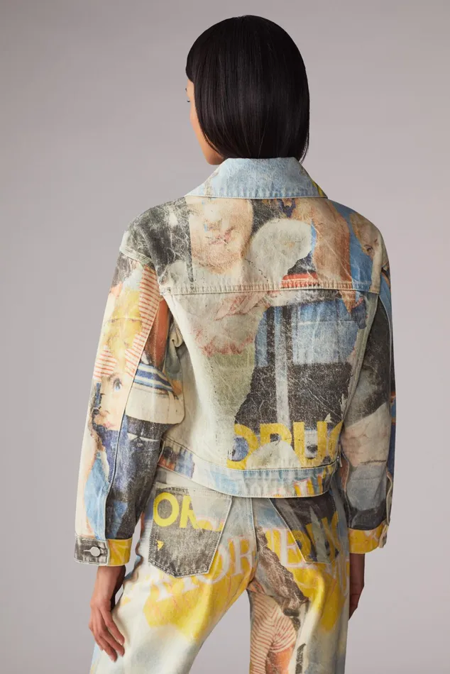 Women Fiorucci Jeans and Denim Graphic Poster Wall Denim Jacket Multi Women Fiorucci Jeans and Denim Graphic Poster Wall Denim Jacket Multi