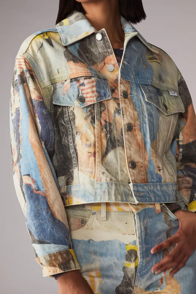 Women Fiorucci Jeans and Denim Graphic Poster Wall Denim Jacket Multi Women Fiorucci Jeans and Denim Graphic Poster Wall Denim Jacket Multi