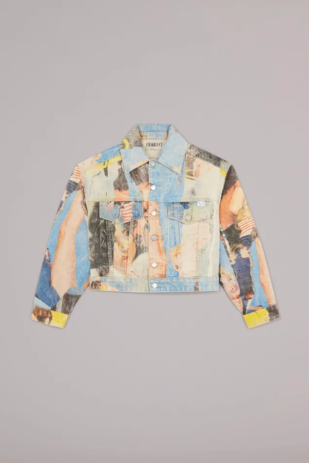 Women Fiorucci Jeans and Denim Graphic Poster Wall Denim Jacket Multi Women Fiorucci Jeans and Denim Graphic Poster Wall Denim Jacket Multi