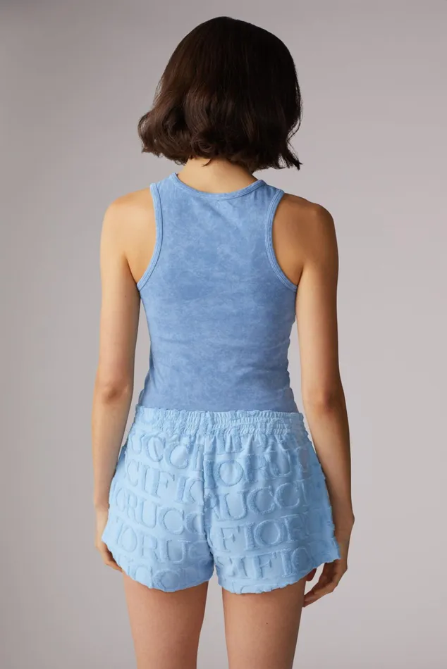 Women Fiorucci Shorts and Skirts Monogram Towelling Shorts Blue Women Fiorucci Shorts and Skirts Monogram Towelling Shorts Blue