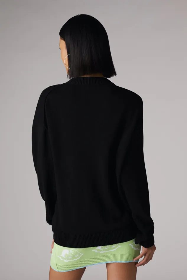 Women Fiorucci Sweatshirts and Hoodies Milano Angels Knit Jumper Black Women Fiorucci Sweatshirts and Hoodies Milano Angels Knit Jumper Black