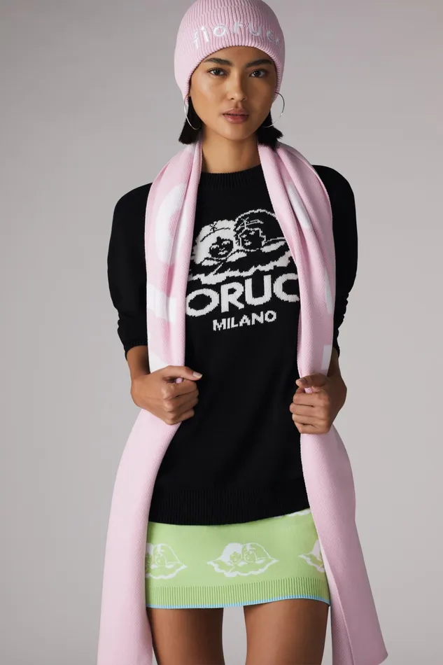 Women Fiorucci Sweatshirts and Hoodies Milano Angels Knit Jumper Black Women Fiorucci Sweatshirts and Hoodies Milano Angels Knit Jumper Black