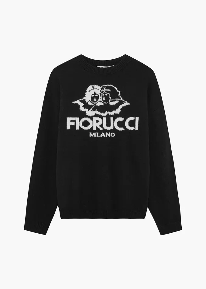 Women Fiorucci Sweatshirts and Hoodies Milano Angels Knit Jumper Black Women Fiorucci Sweatshirts and Hoodies Milano Angels Knit Jumper Black