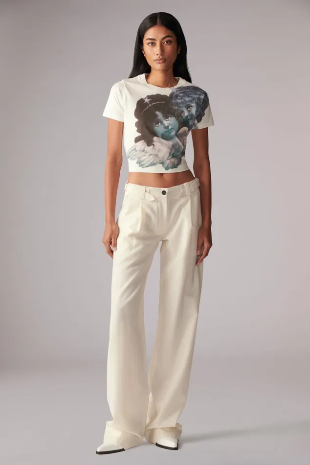 Women Fiorucci TShirts and Tops Enlarged Angels Baby TShirt White