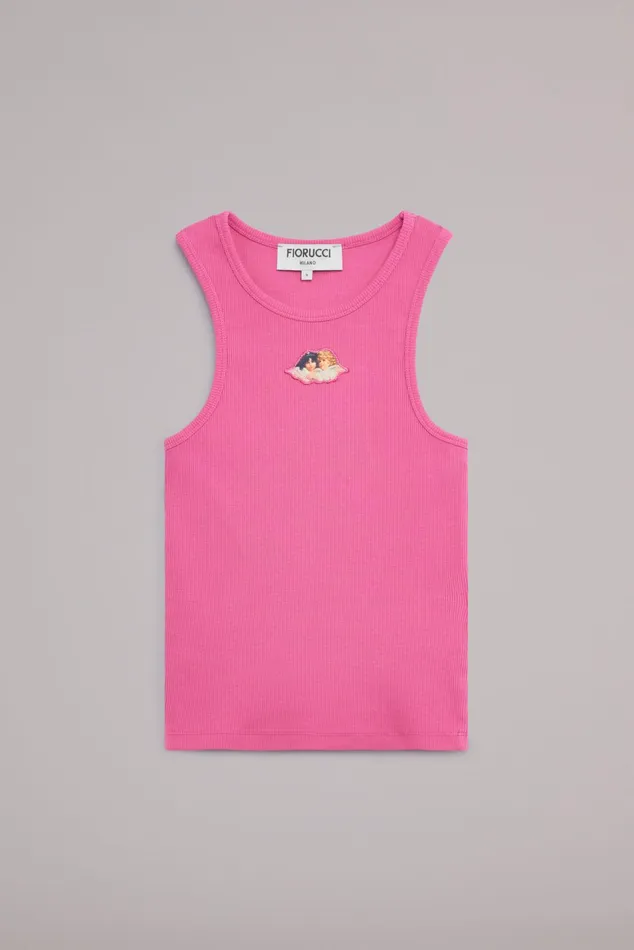 Women Fiorucci TShirts and Tops Icon Angels Ribbed Vest Pink Women Fiorucci TShirts and Tops Icon Angels Ribbed Vest Pink