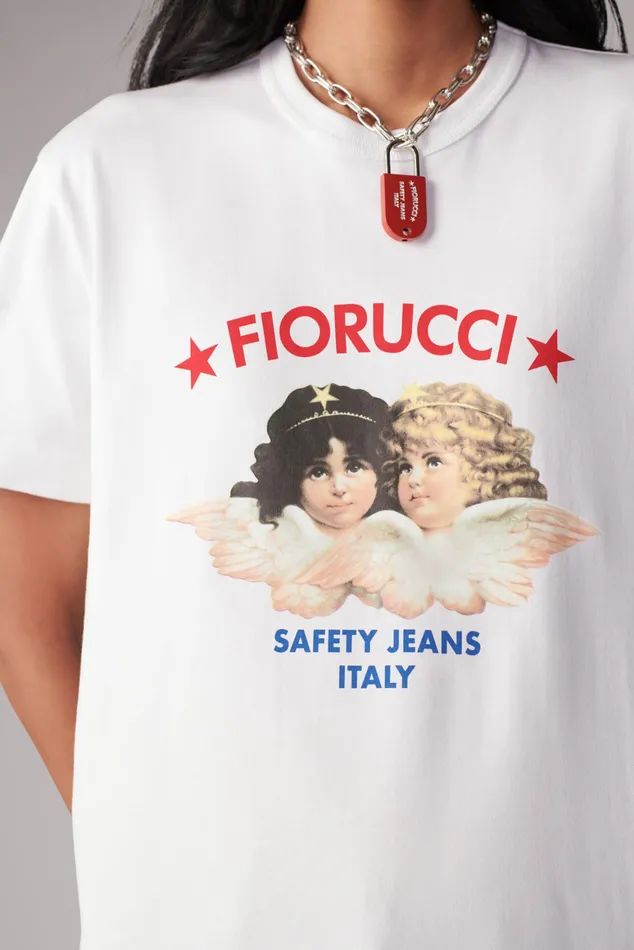 Women Fiorucci TShirts and Tops Safety Angels TShirt White Women Fiorucci TShirts and Tops Safety Angels TShirt White