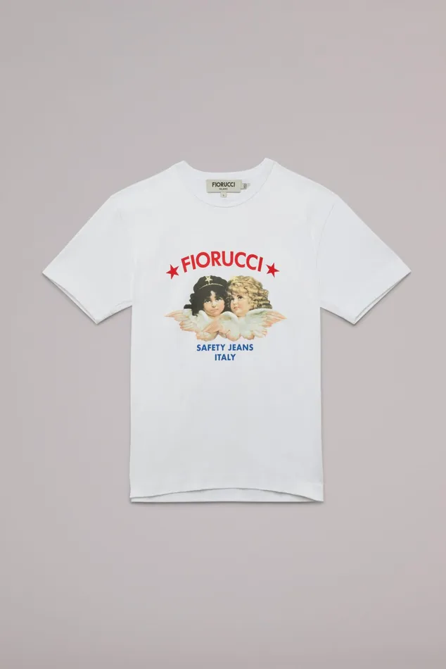 Women Fiorucci TShirts and Tops Safety Angels TShirt White Women Fiorucci TShirts and Tops Safety Angels TShirt White
