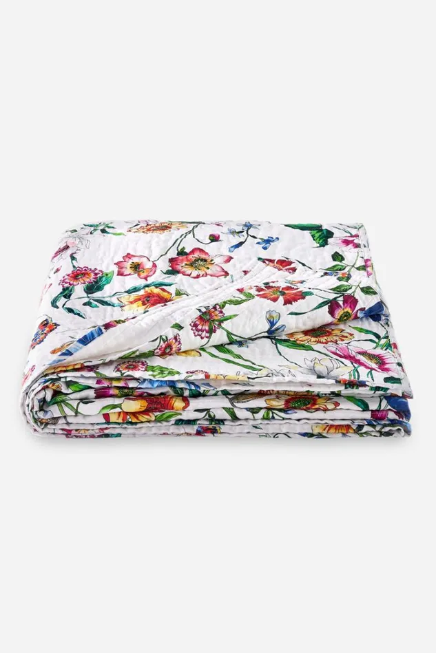 Women FISKA LINEN COTTON QUILT QUEEN White Johnny Was Bedding