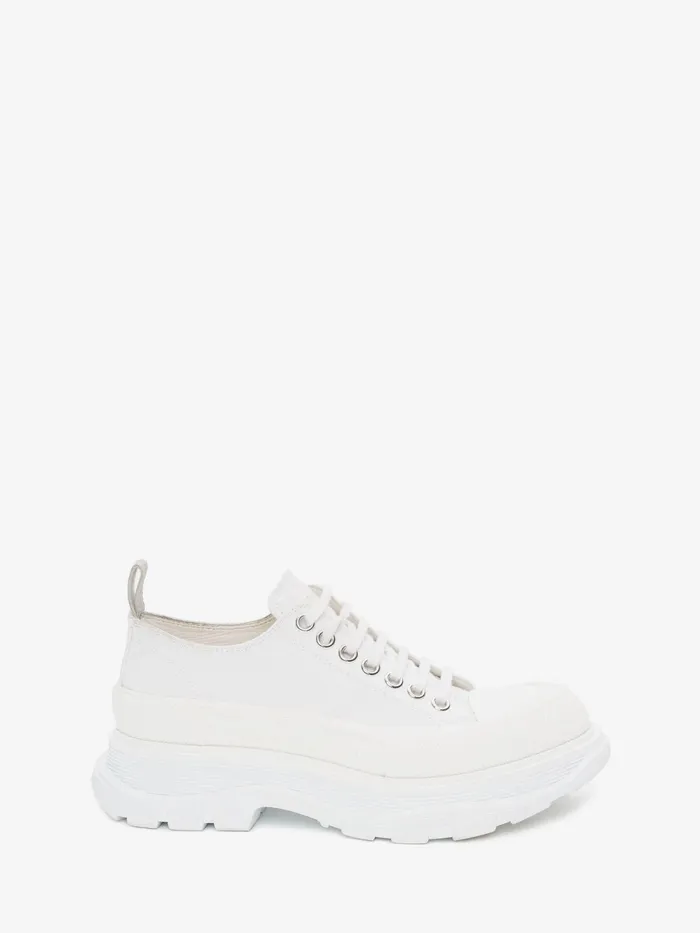 Women Flat Shoes Alexander McQueen Tread Slick Lace Up White